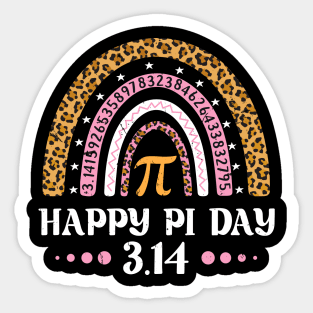 Happy Pi Day Mathematic Math Teacher Gifts Leopard Rainbow Sticker